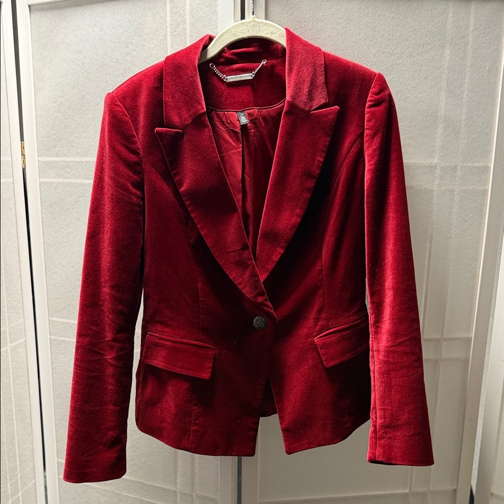 Chic Red Velvet Women's Blazer